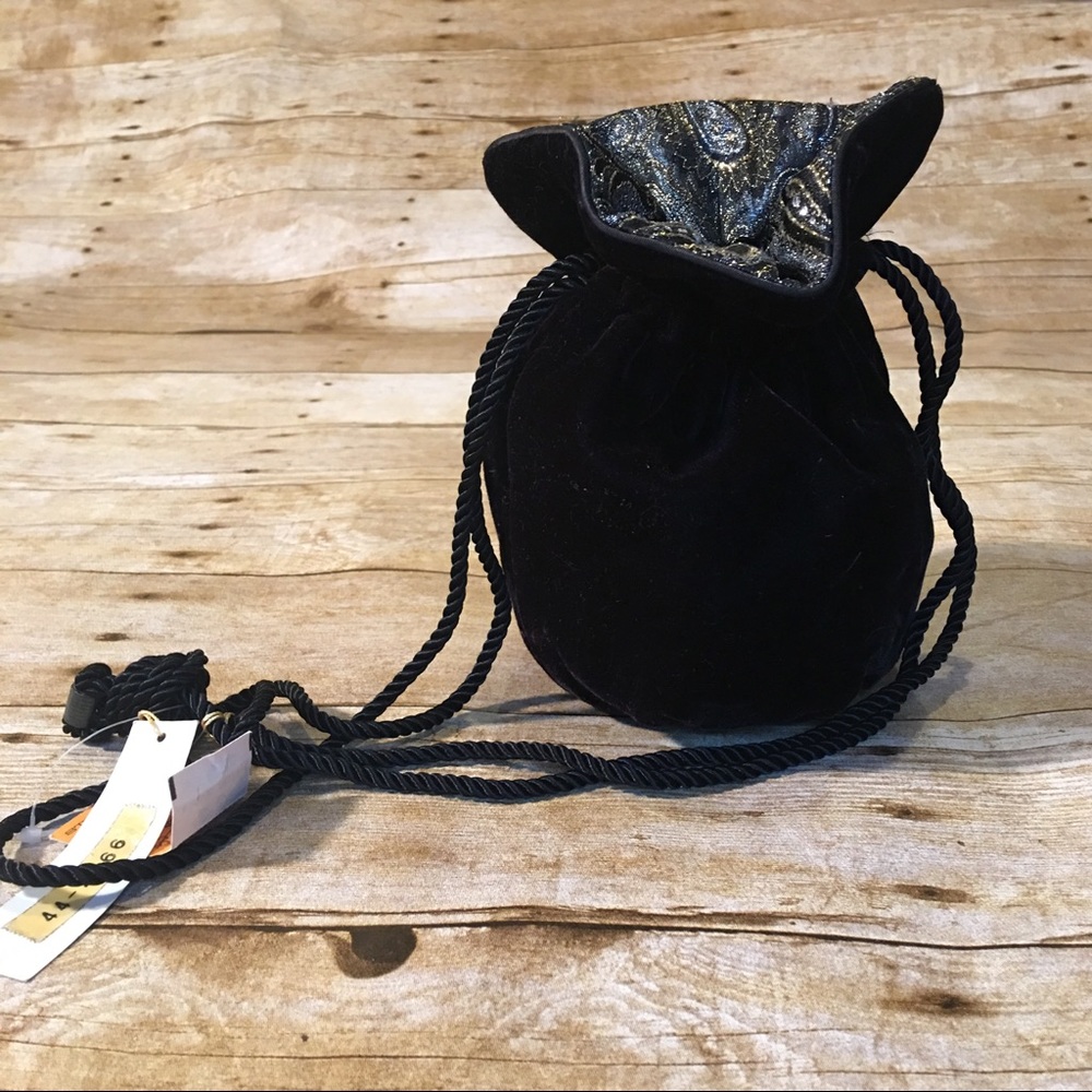 Black velvet pouch evening bag